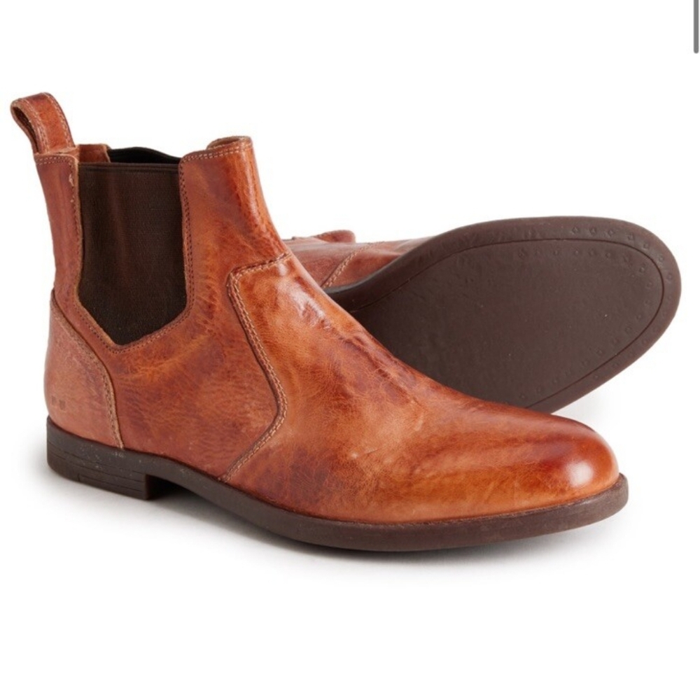 Bed Stu Vasari Handmade Distressed Leather Chelsea Boots Cognac Men’s‎ 9
